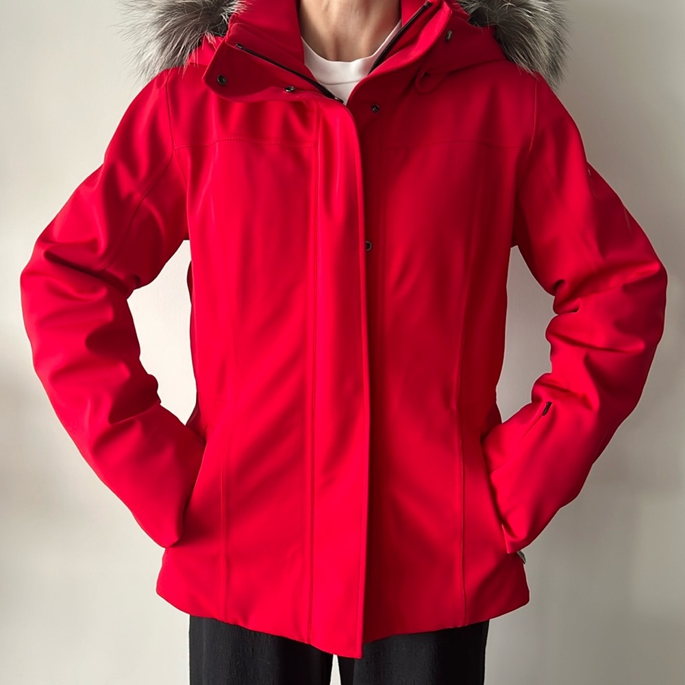 Post Card Velius Fur Ski Jacket in Red, waterproof, insulated and stylish NWT